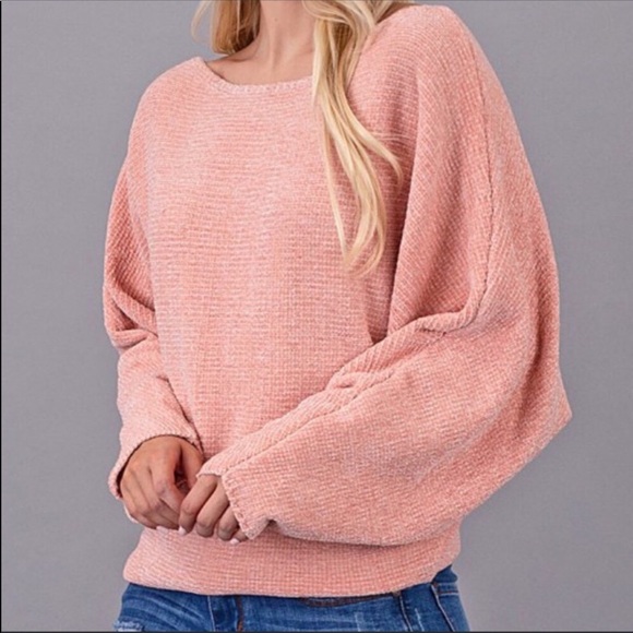 CHENILLE DOLLMAN SLEEVE SHORT SWEATER - Picture 2 of 2